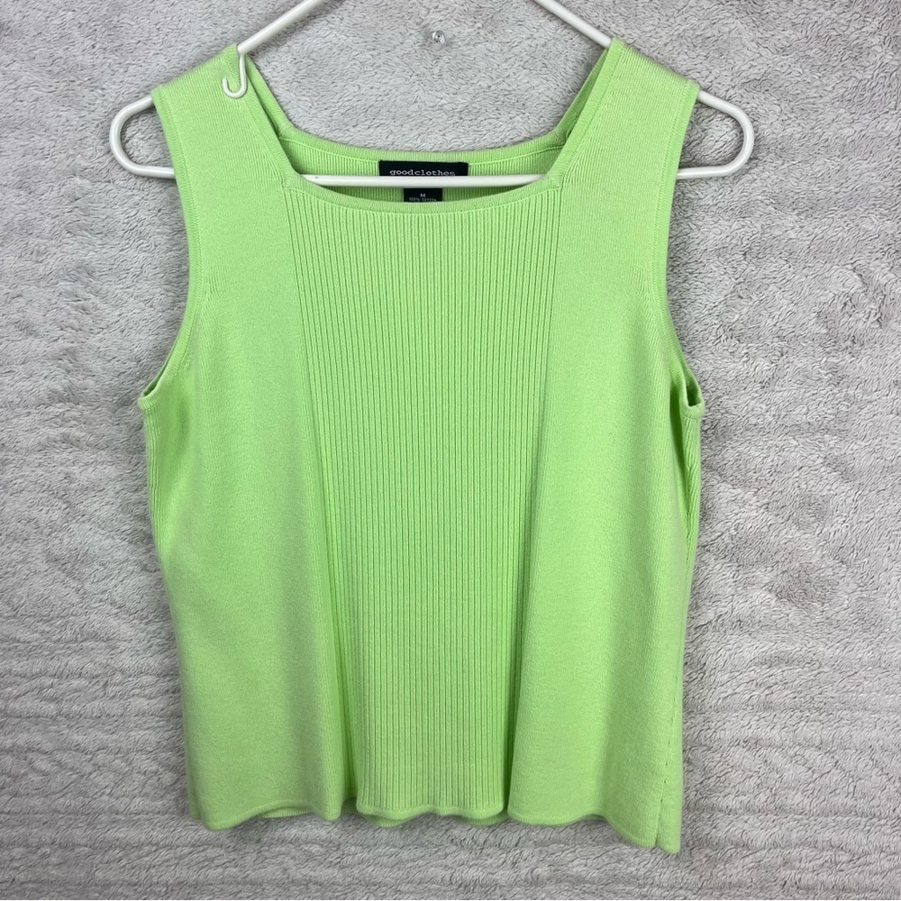 Lime Green Sweater Cardigan Twinset Sz Medium Goodclothes - Picture 7 of 15